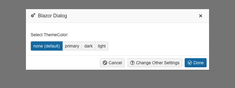 Telerik UI for Blazor Dialog - Theme Color customization