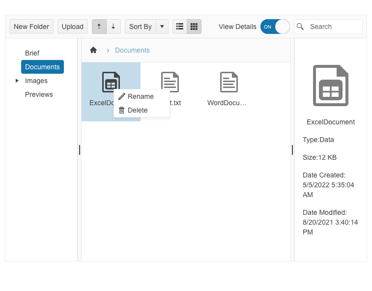 Telerik UI for Blazor FileManager Context Menu