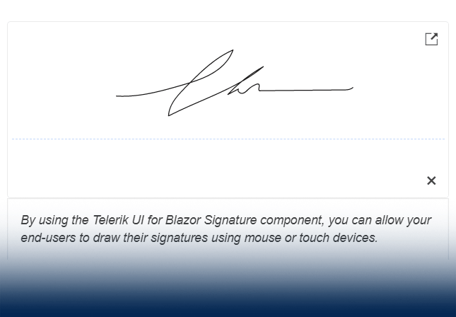 Telerik UI for Blazor Signature Component Header