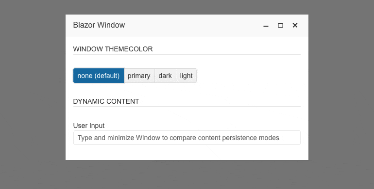 Telerik UI for Blazor Window - ThemeColor customization