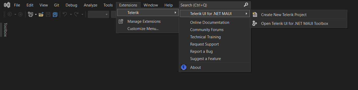 Telerik VS Extension with .NET MAUI