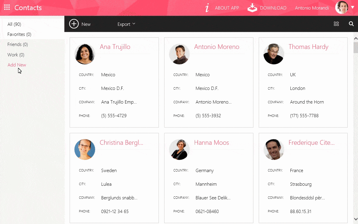 WebMail - Contacts View WebMail - Contacts View