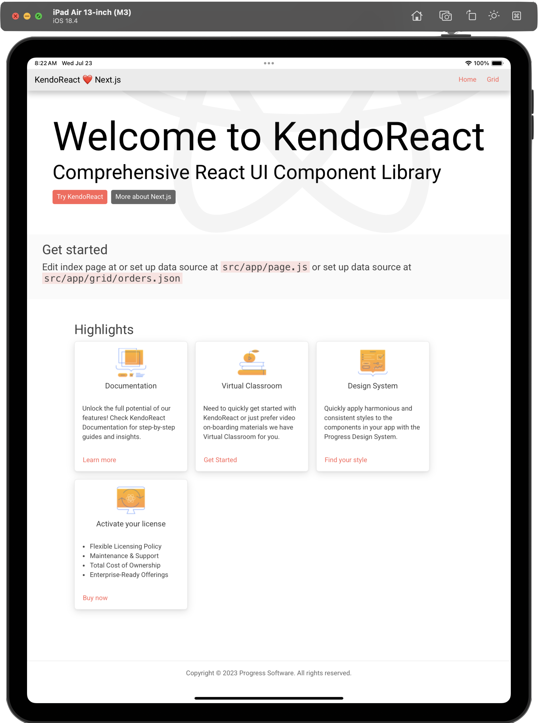 Welcome to KendoReact now on iPad Air