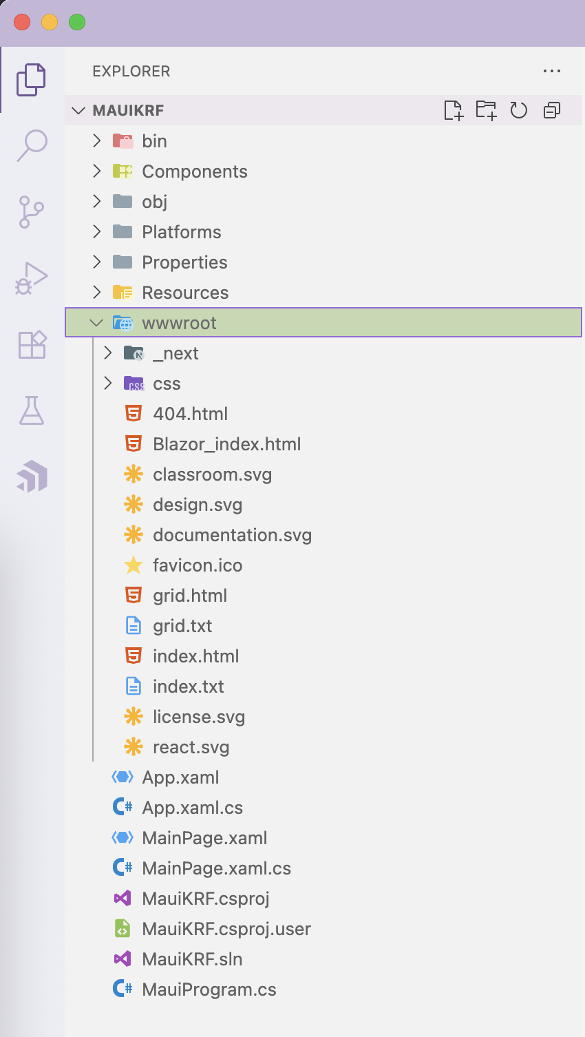 MAUIKRF file structure under wwwroot