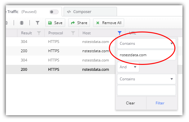 fiddler everywhere host filtering