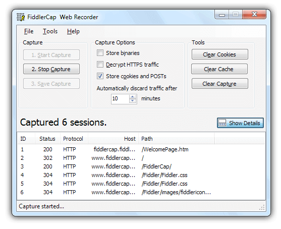 fiddlercap screenshot