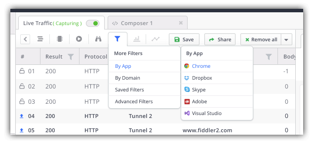 fiddler everywhere filters