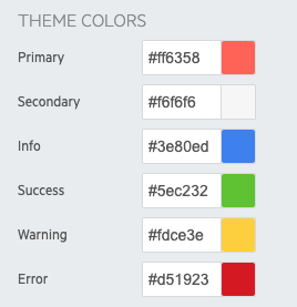 Screenshot of Theme Colors editor in Theme Builder