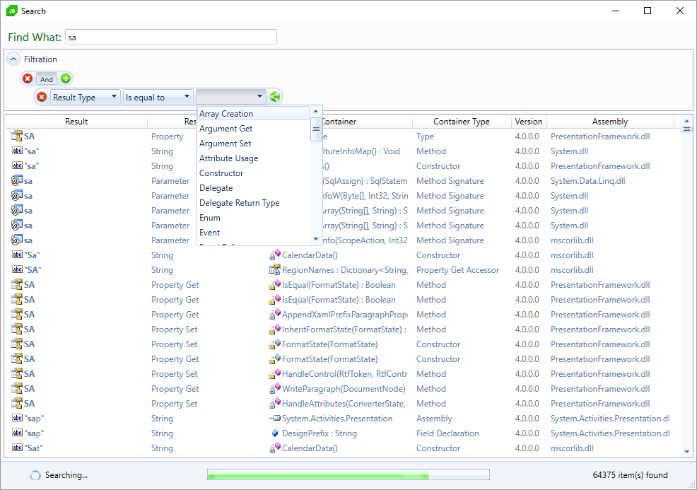 Search Filter Multiple Values JustDecompile