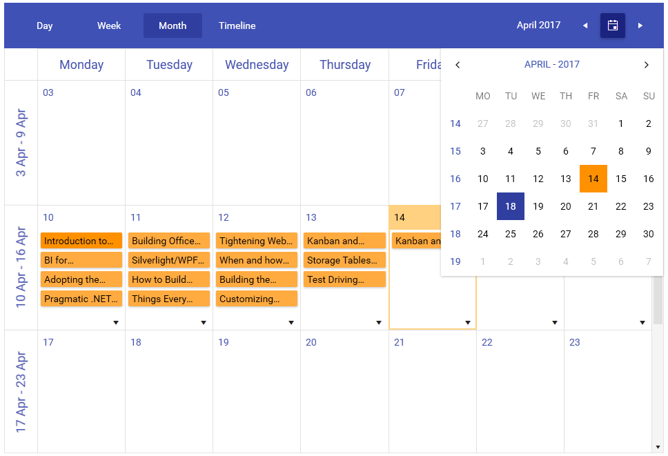 RadScheduleView Material theme for WPF RadScheduleView in Material theme