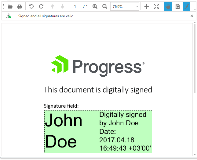 Telerik UI for WPF - RadPdfViewer - digital signature