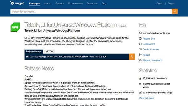 Telerik UI for UWP on NuGet Telerik UI for UWP on NuGet