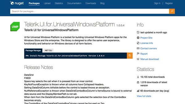Telerik UI for UWP on NuGet