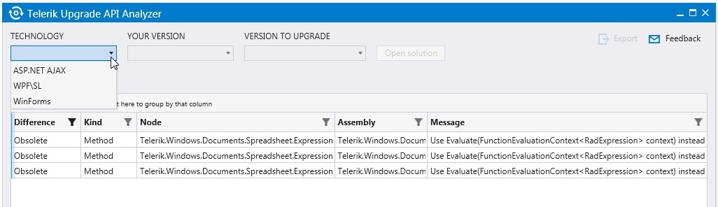 Telerik Upgrade API Analyzer with Message Telerik Upgrade API Analyzer with Message