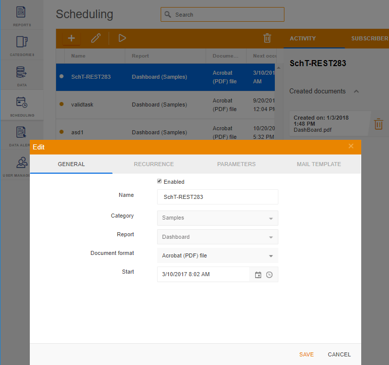 Telerik Report Server - Scheduling