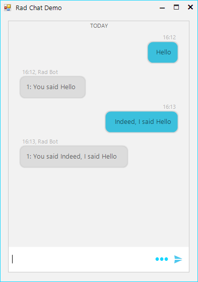 RadChat showing conversation with a bot