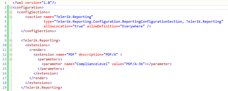 Telerik Reporting ComplianceLevel Configuration