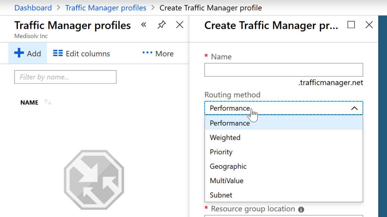 Setting up a Traffic Manager Profile