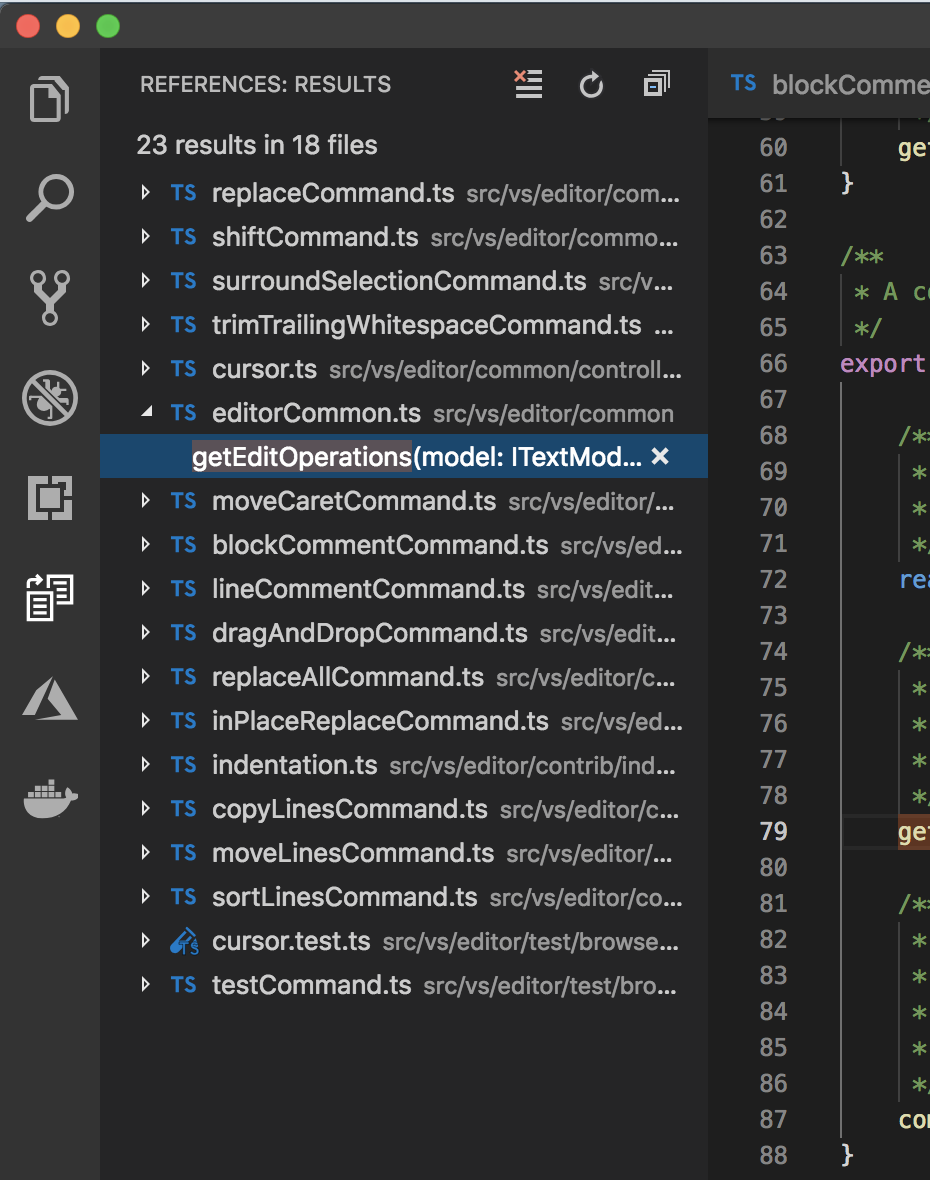 Visual Studio Code: Find All References Results
