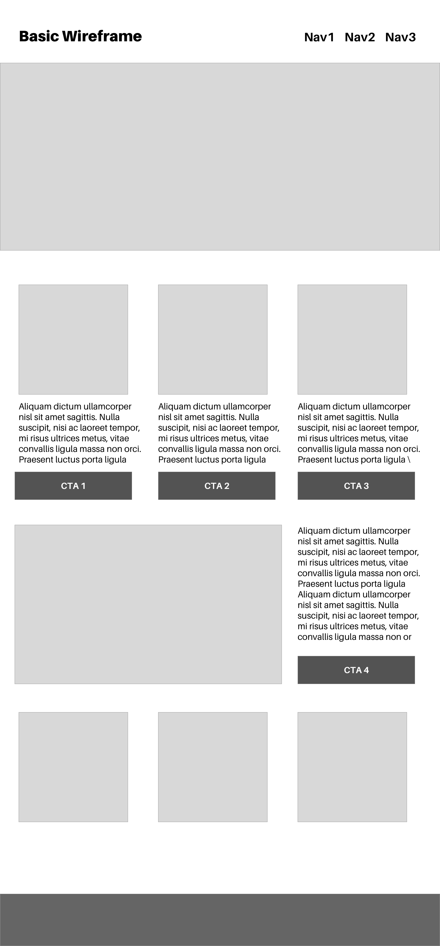 basic wireframe showing all ctas