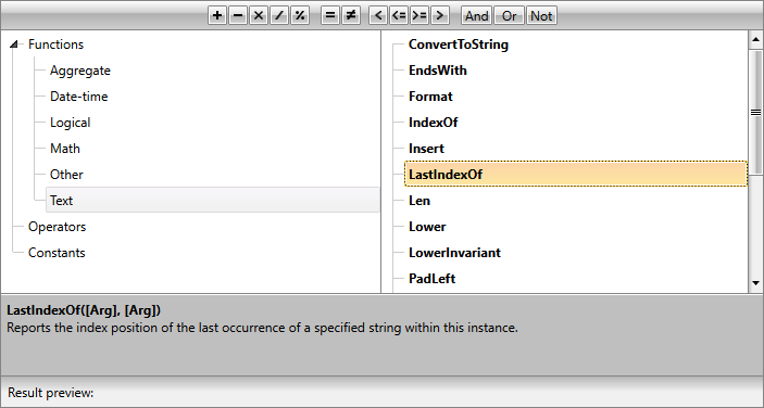 StringManipulation String manipulation functions in RadExpressionEditor
