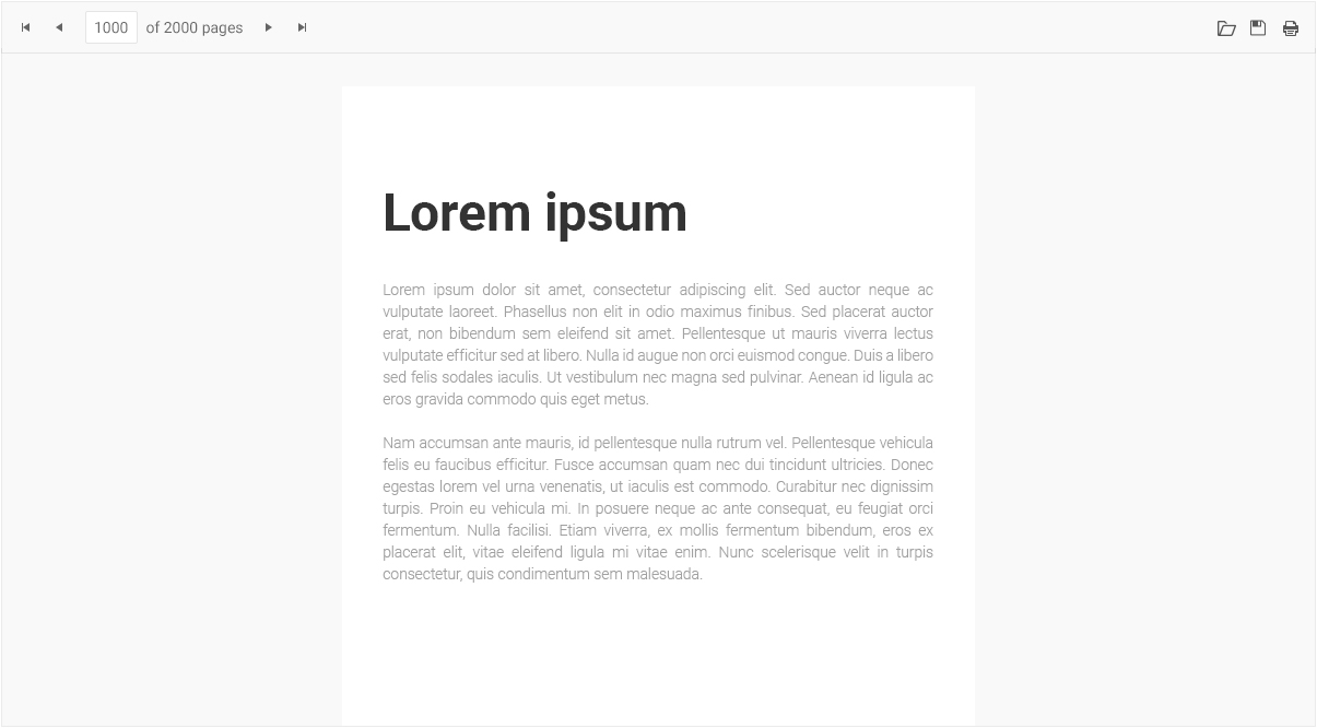 UI for MVC & Core PDF Viewer component with lorem ipsum pdf content