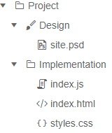 Sample of the Telerik UI for Blazor TreeView showcasing a mix of expanded and collapsed nodes with icons and text