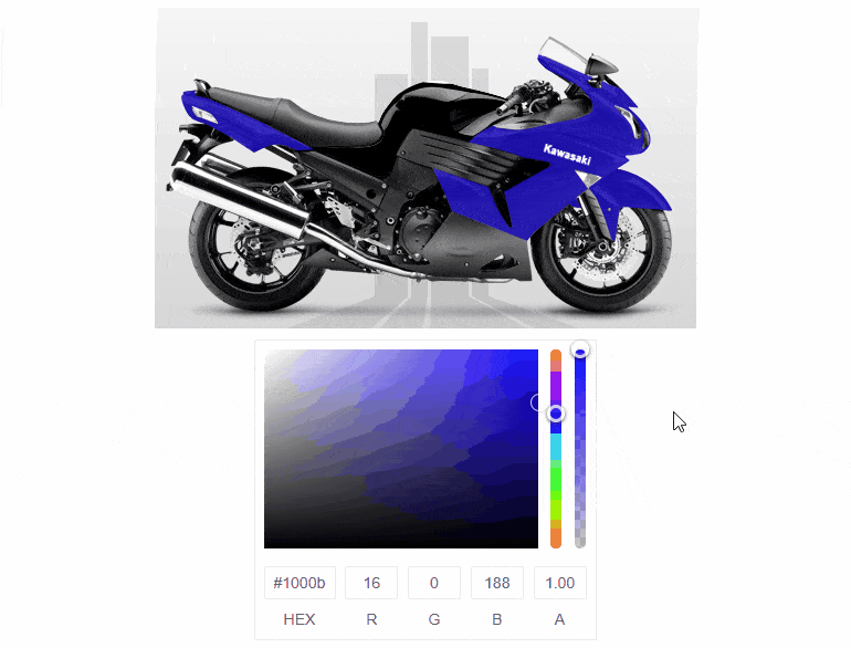 r3-2019-KendoReact-ColorGradient-770px The standalone KendoReact ColorGradient component selecting a color from a gradient selector