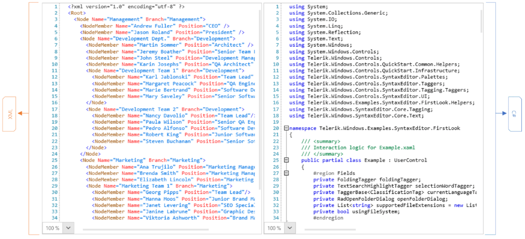 Telerik UI for WPF Syntax Highlighting Telerik UI for WPF Syntax Highlighting