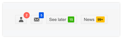 The Kendo UI jQuery Badge Component Different types of the Kendo UI for jQuery Badge component showcasing how the badge can be displayed inside of a Kendo UI button, or overlayed in a corner similar to the experience of iOS and Android app icon notifications