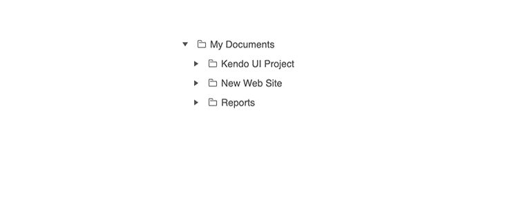 Kendo UI for Angular TreeView with Drag and Drop Animation showcasing a node being dragged and dropped within a Kendo UI TreeView