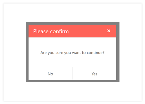 Kendo UI for Vue.js Dialog Component Kendo UI for Vue.js Dialog Component showcasing a confirmation dialog with OK and Cancel buttons