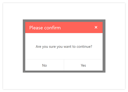 Kendo UI for Vue.js Dialog Component showcasing a confirmation dialog with OK and Cancel buttons