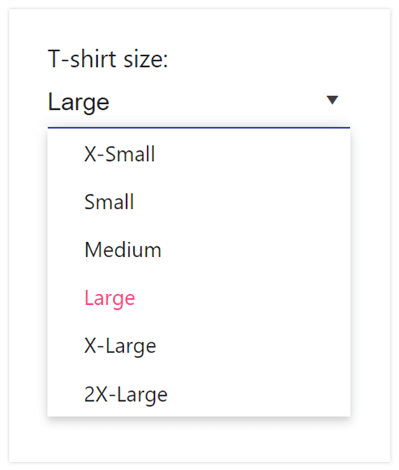 Kendo UI for Vue.js DropDownList showcasing an open drop down with a few options to select from