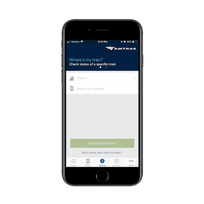Amtrak app doesn’t use gestures