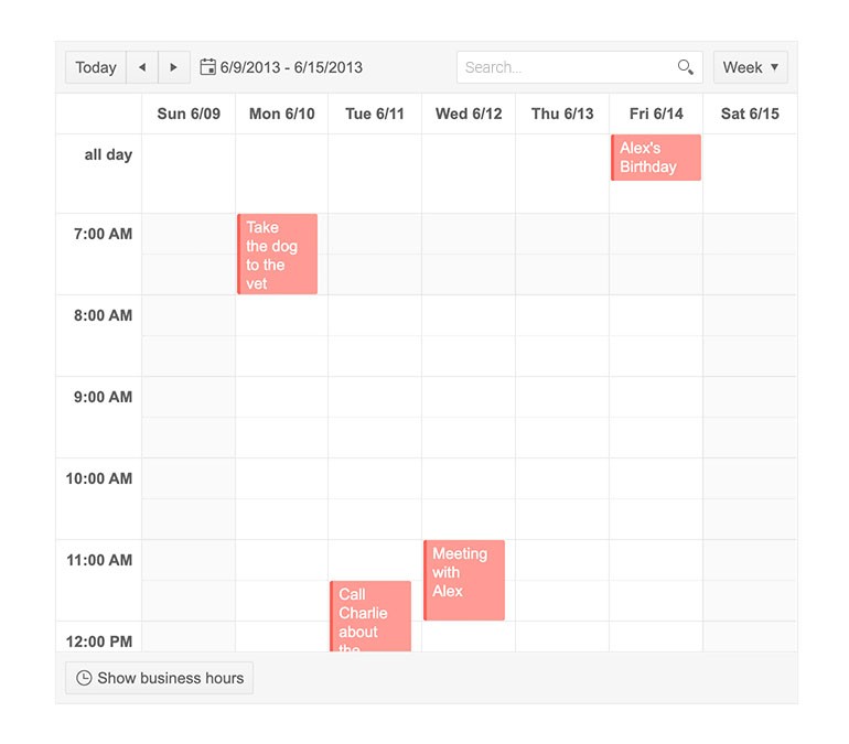 Kendo UI for jQuery Scheduler with Search