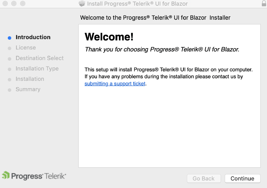 Telerik UI for Blazor Installer Telerik UI for Blazor Installer