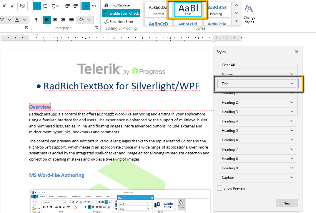 RadRichTextBox Style Sync RadRichTextBox Style Sync