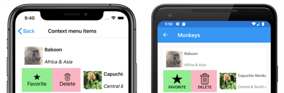 SwipeView Sample SwipeView Xamarin.Forms