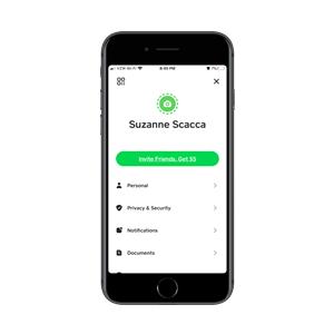 Cash App ‘Invite Friends, Get $5’ button Cash App encourages users to “Invite Friends” and “Get $5” in return