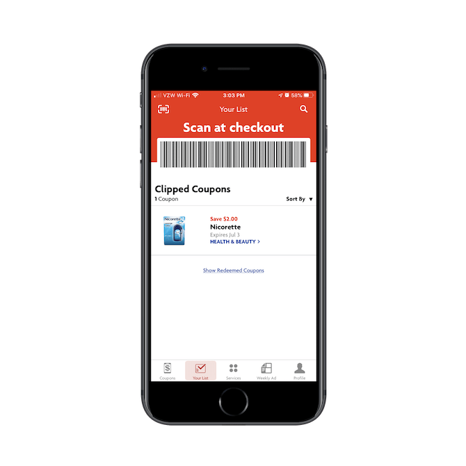 Family Dollar app users show the ‘Scan at checkout’ barcode to the retail associate to cash in their digital coupons.