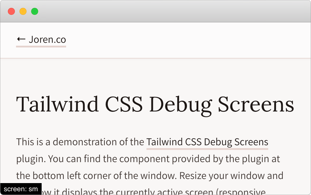 tailwindcss debug screens demo
