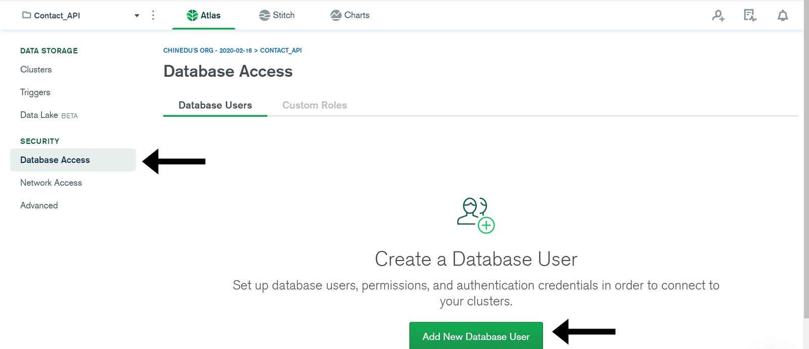 MongoDB Add Database User