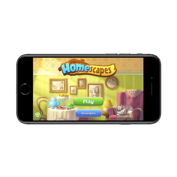 Homescapes gives new users the option: “Play” the game or “Save progress”.