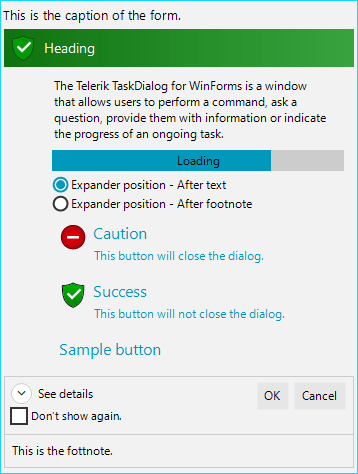 Telerik UI for WinForms New RadTaskDialog