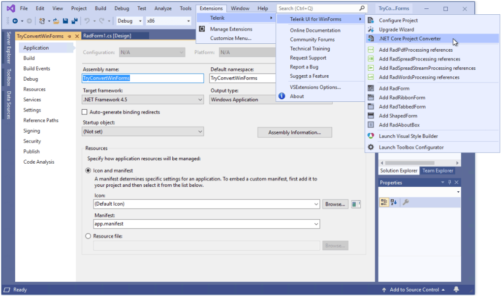 Telerik Visual Studio 2019 Extension