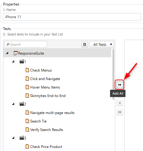 Add All Tests Use Add All button for your convenience