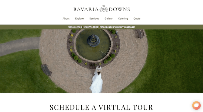 Interested couples-to-be can schedule a virtual tour of the grounds of Bavaria Downs through the website.