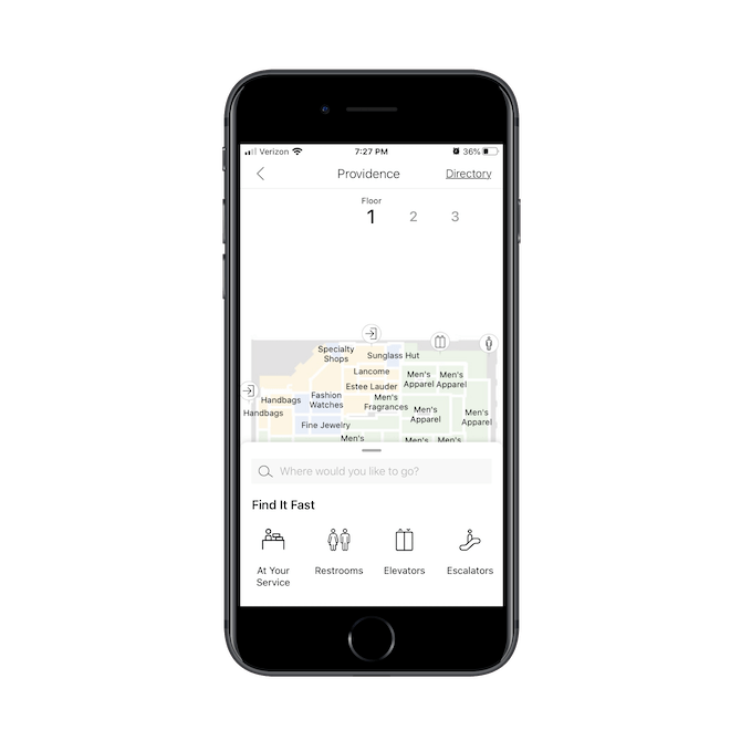 The Macy’s mobile app comes with a digital floor plan for all its store locations, including details like where the customer service, restrooms, elevators, and escalators are.