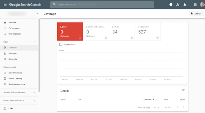 Google Search Console’s Coverage tool shows where errors exist on a website — whether pages cannot be indexed or they can, but there are visibility issues on mobile.